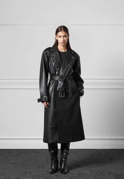 Vegan Leather Biker Trench Coat -^Manière De Voir Outlet