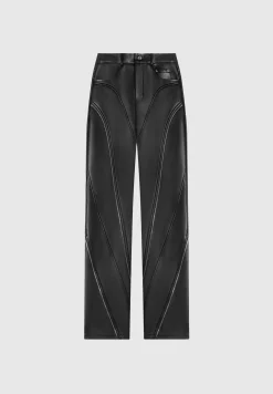 Vegan Leather Biker Trousers with Zip -^Manière De Voir Sale