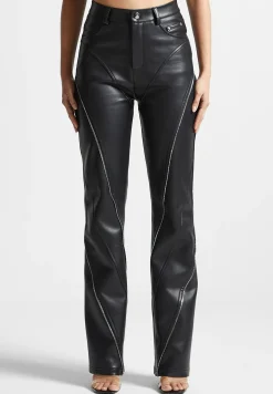 Vegan Leather Biker Trousers with Zip -^Manière De Voir Sale