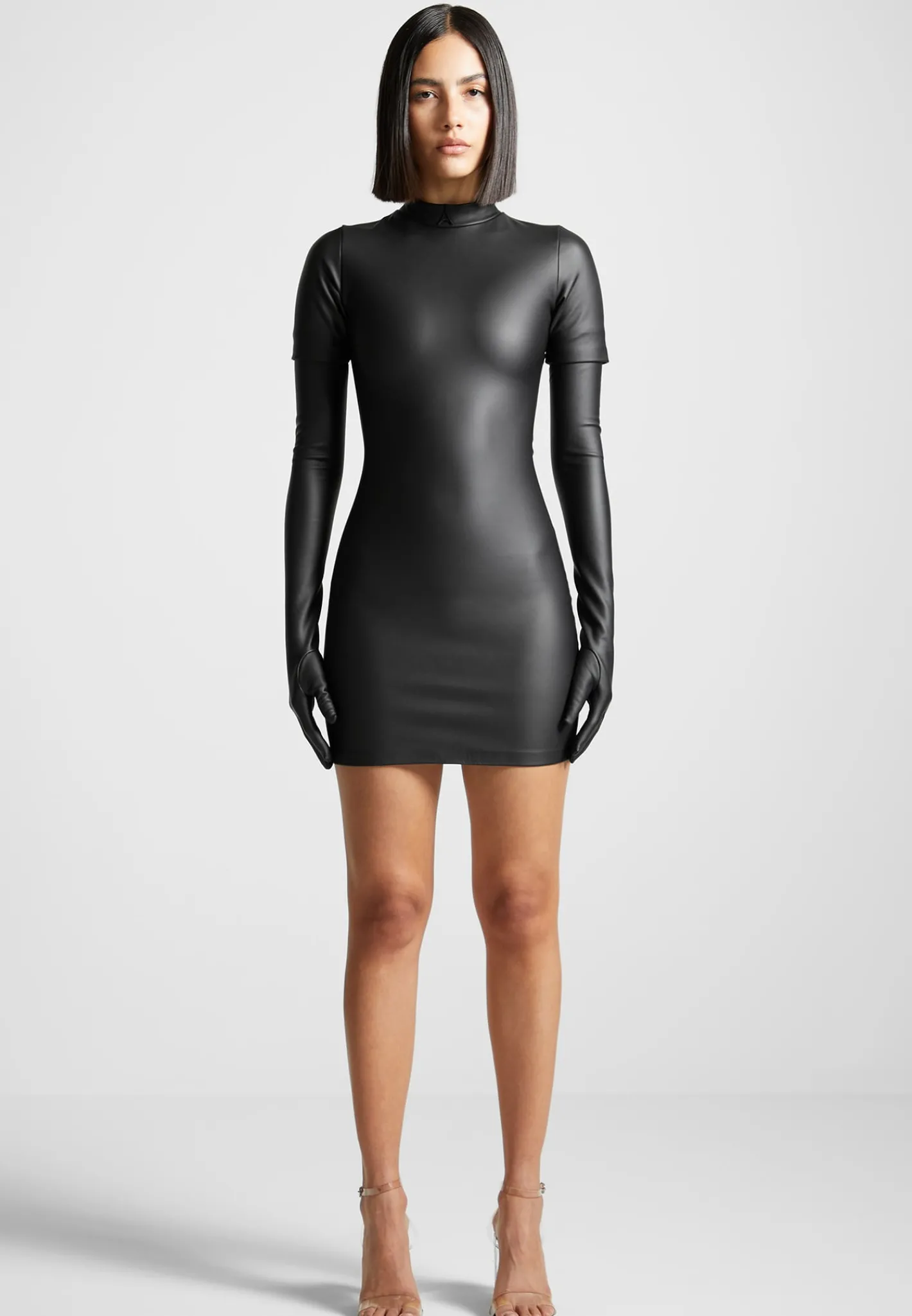 Vegan Leather Bodycon Dress with Gloves -^Manière De Voir Discount
