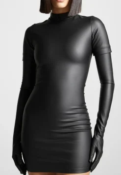 Vegan Leather Bodycon Dress with Gloves -^Manière De Voir Discount