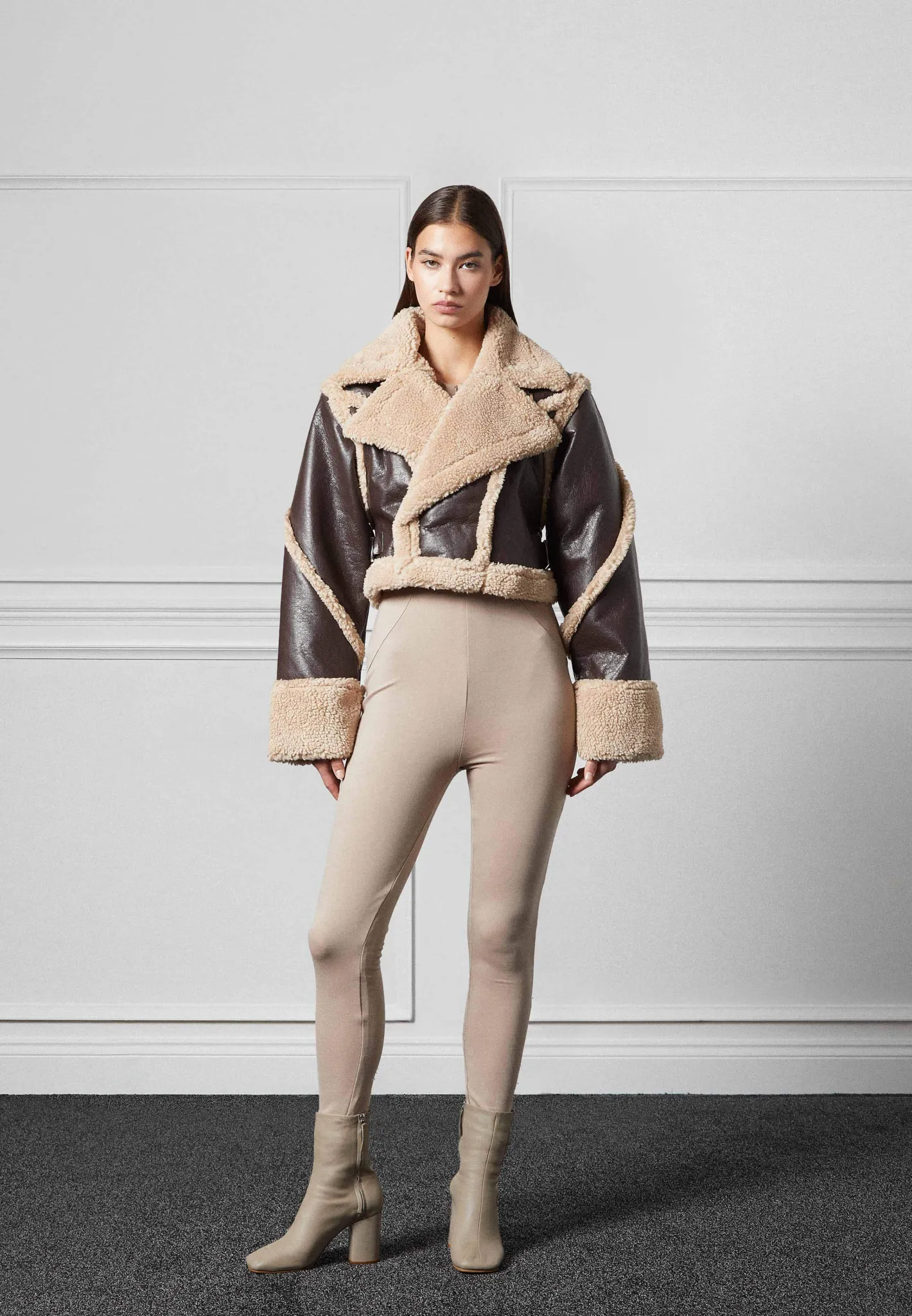 Vegan Leather Borg Contour Biker Jacket -^Manière De Voir Clearance
