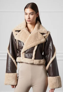 Vegan Leather Borg Contour Biker Jacket -^Manière De Voir Clearance
