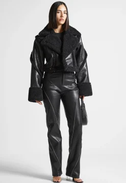 Vegan Leather Borg Contour Biker Jacket -^Manière De Voir Outlet