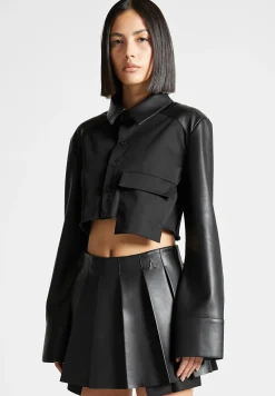 Vegan Leather Contrast Cropped Shirt -^Manière De Voir Best