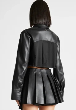 Vegan Leather Contrast Cropped Shirt -^Manière De Voir Best