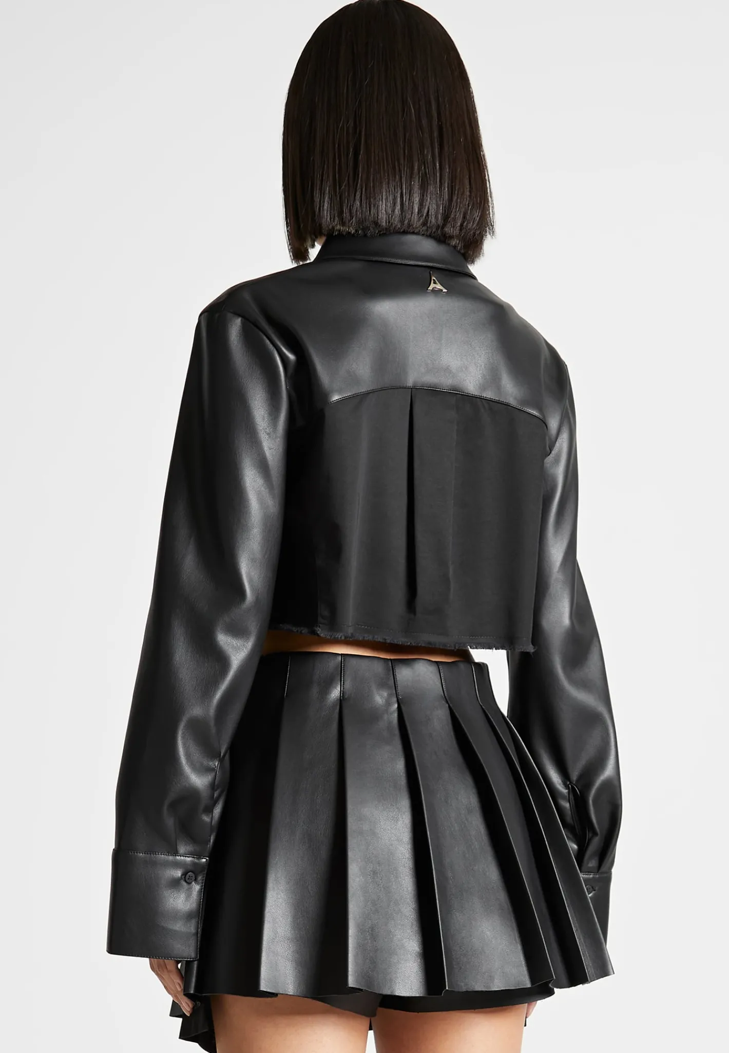Vegan Leather Contrast Cropped Shirt -^Manière De Voir Best