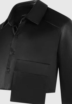 Vegan Leather Contrast Cropped Shirt -^Manière De Voir Best