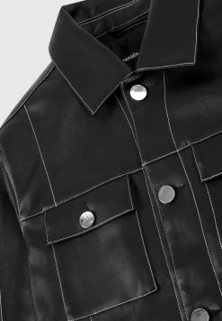 Vegan Leather Contrast Stitch Jacket -^Manière De Voir New