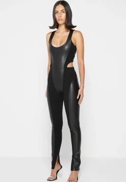 Vegan Leather Corset Lace Up Jumpsuit -^Manière De Voir Outlet