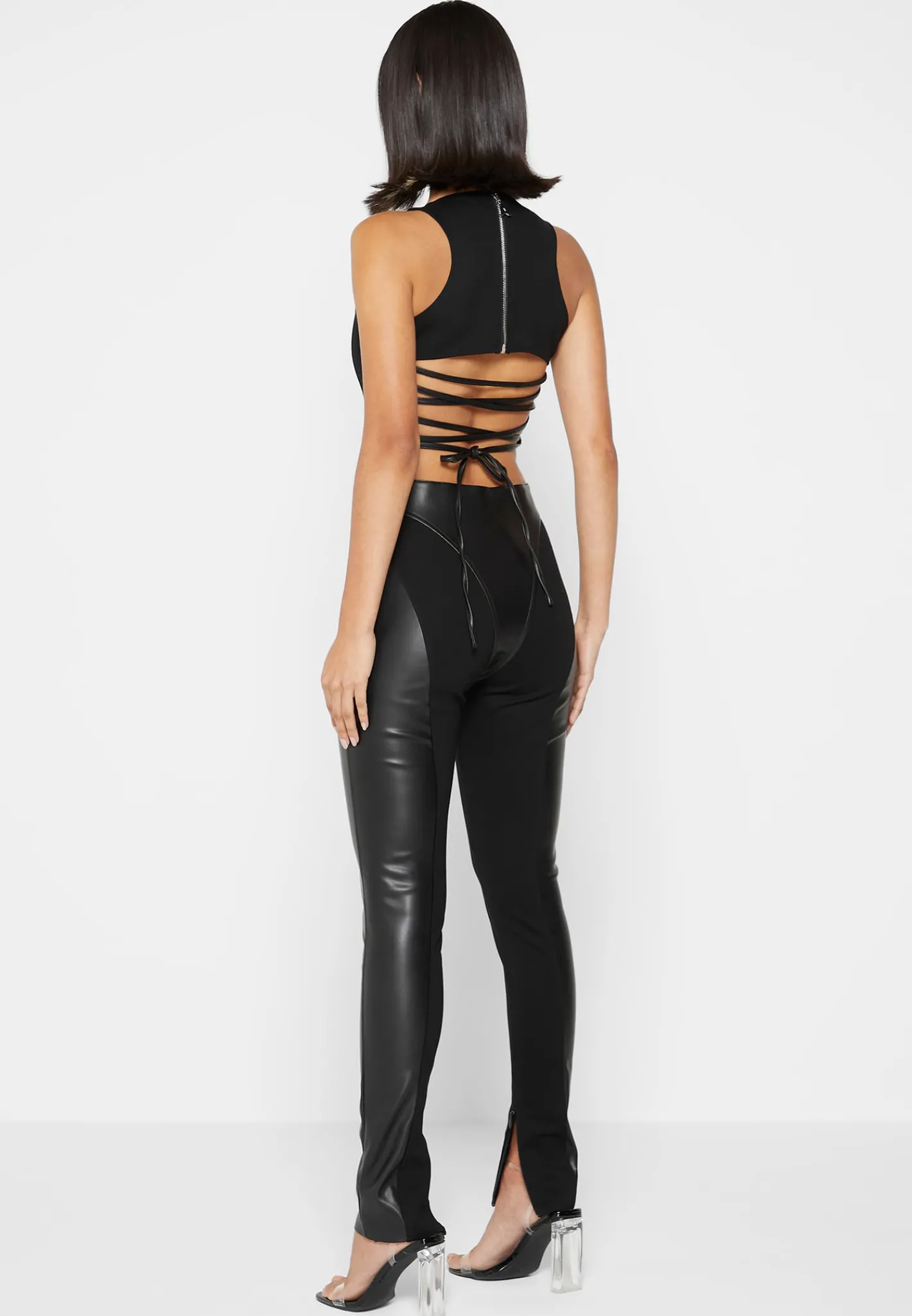 Vegan Leather Corset Lace Up Jumpsuit -^Manière De Voir Outlet