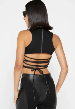 Vegan Leather Corset Lace Up Jumpsuit -^Manière De Voir Outlet