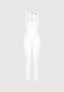 Vegan Leather Corset Lace Up Jumpsuit - Off White^Manière De Voir Outlet