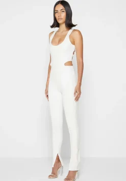 Vegan Leather Corset Lace Up Jumpsuit - Off White^Manière De Voir Outlet