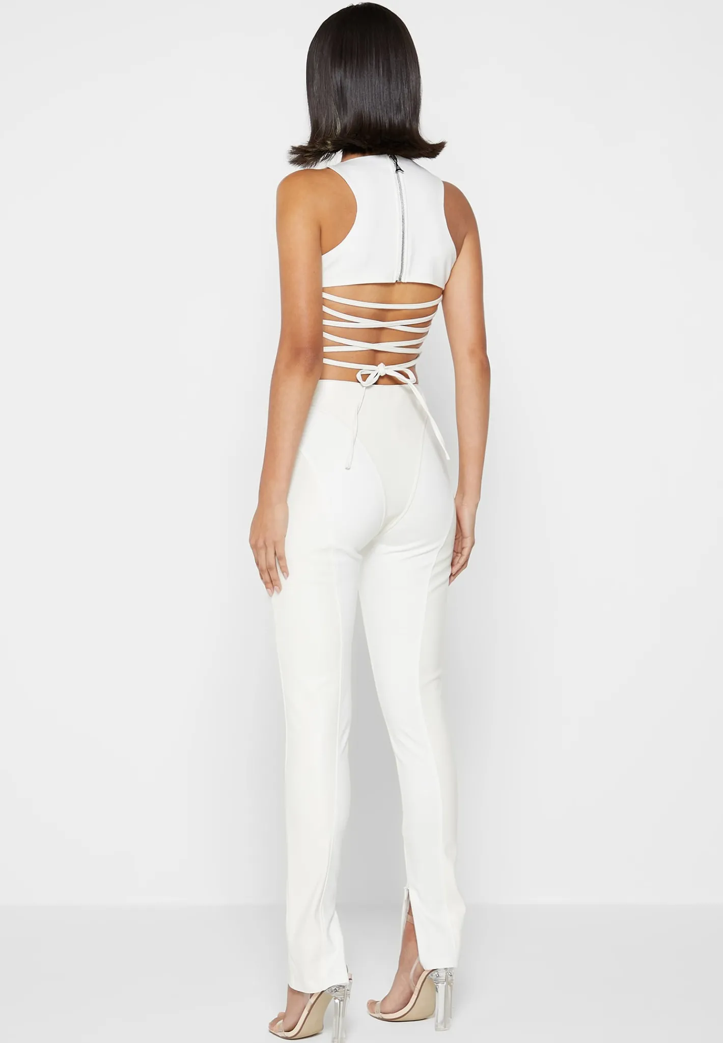 Vegan Leather Corset Lace Up Jumpsuit - Off White^Manière De Voir Outlet
