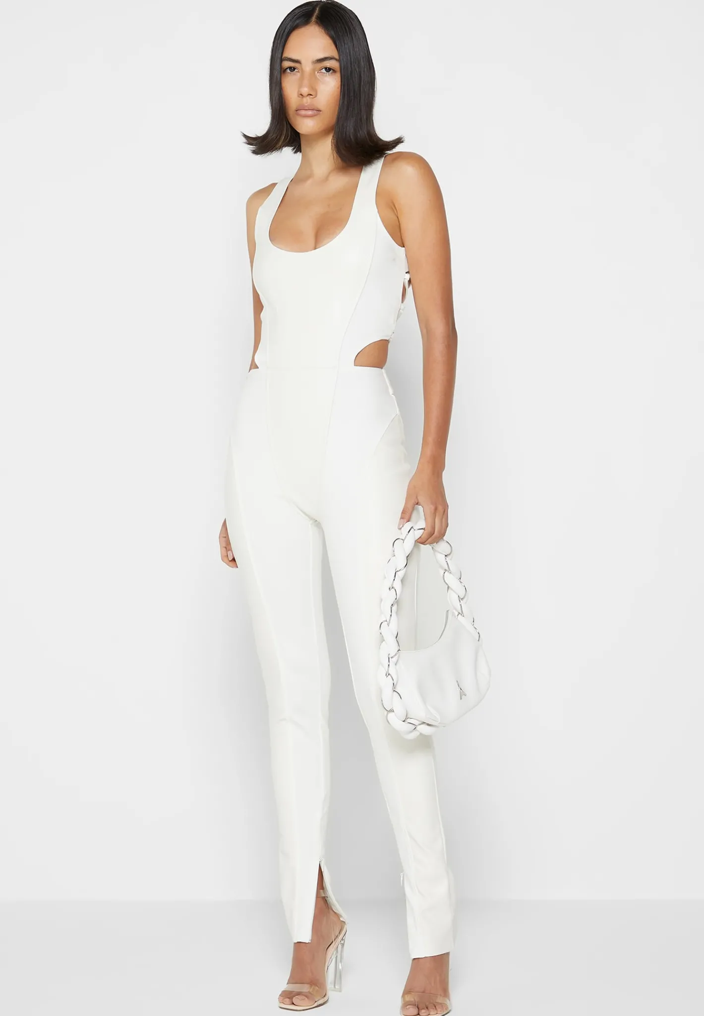 Vegan Leather Corset Lace Up Jumpsuit - Off White^Manière De Voir Outlet