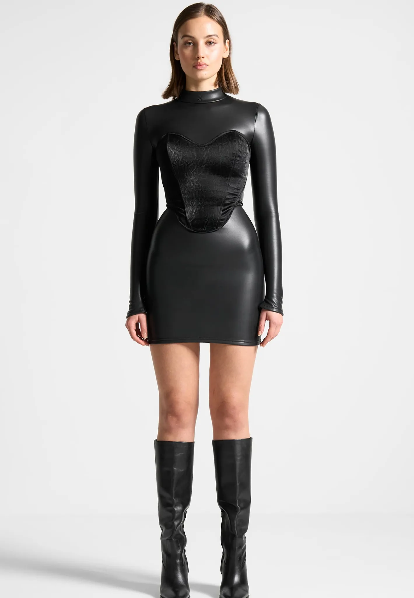 Vegan Leather Corset Overlay Dress -^Manière De Voir Clearance