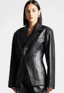 Vegan Leather Double Breasted Blazer -^Manière De Voir Discount
