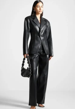 Vegan Leather Double Breasted Blazer -^Manière De Voir Discount