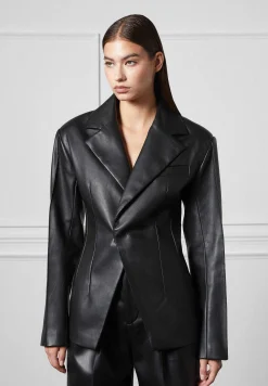 Vegan Leather Double Breasted Blazer -^Manière De Voir Discount