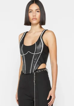 Vegan Leather Embellished Corset Top -^Manière De Voir Discount
