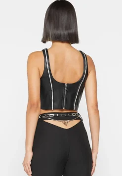 Vegan Leather Embellished Corset Top -^Manière De Voir Discount