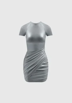 Vegan Leather Gathered Dress -^Manière De Voir Online