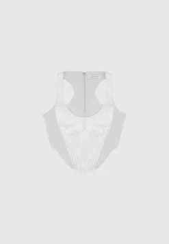 Vegan Leather Metallic Corset Top -^Manière De Voir Fashion