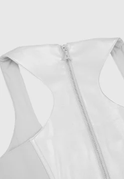 Vegan Leather Metallic Corset Top -^Manière De Voir Fashion