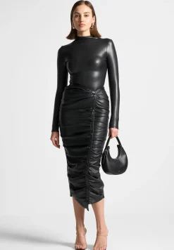 Vegan Leather Mock Neck Bodysuit -^Manière De Voir New