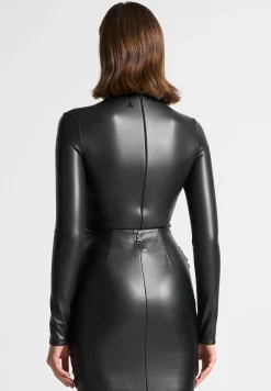 Vegan Leather Mock Neck Bodysuit -^Manière De Voir New