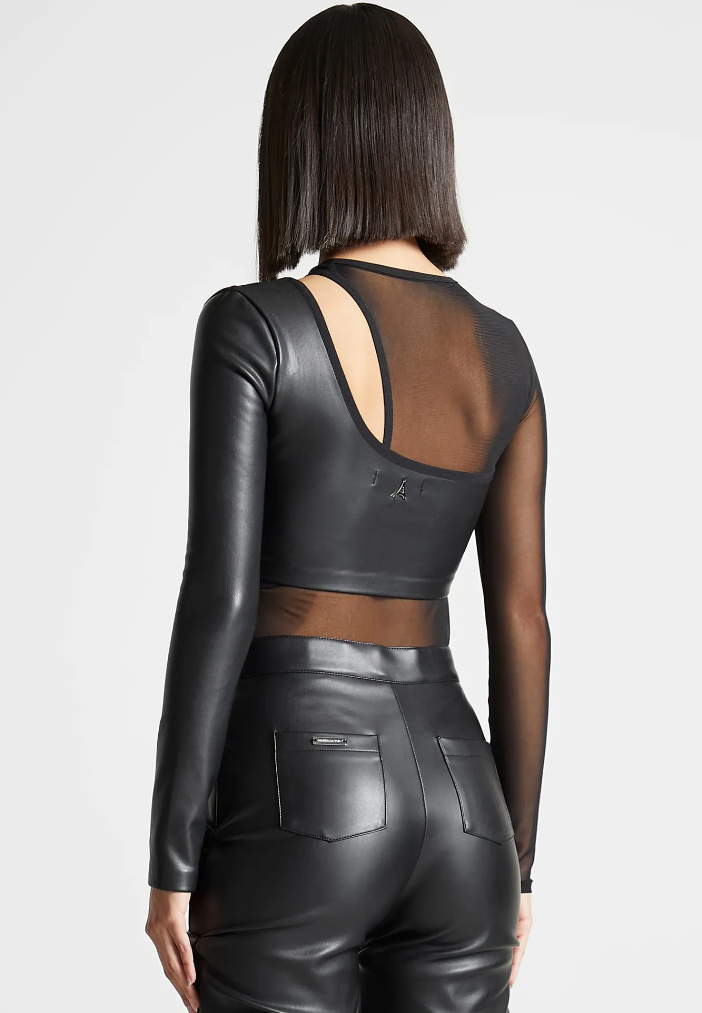 Vegan Leather Overlay Mesh Bodysuit -^Manière De Voir Best