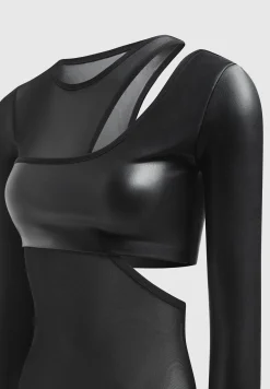 Vegan Leather Overlay Mesh Bodysuit -^Manière De Voir Best