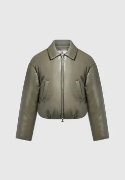 Vegan Leather Padded Bomber Jacket -^Manière De Voir Fashion