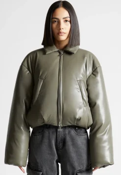 Vegan Leather Padded Bomber Jacket -^Manière De Voir Fashion