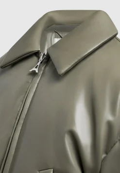 Vegan Leather Padded Bomber Jacket -^Manière De Voir Fashion
