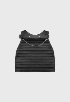 Vegan Leather Pintuck Chain Mini Skirt -^Manière De Voir Sale