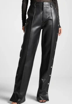 Vegan Leather Pintuck Popper Trousers -^Manière De Voir Discount