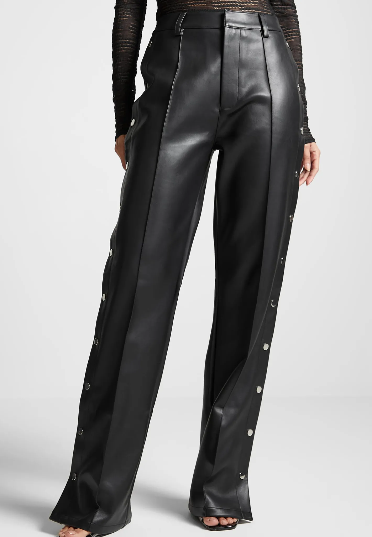 Vegan Leather Pintuck Popper Trousers -^Manière De Voir Discount