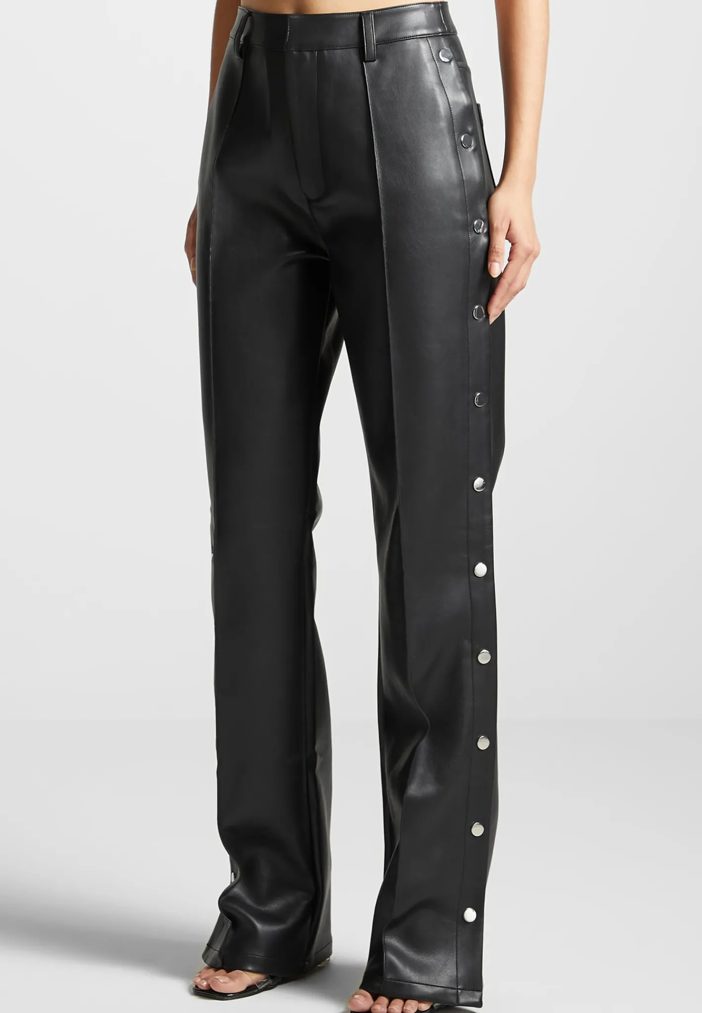 Vegan Leather Pintuck Popper Trousers -^Manière De Voir Discount