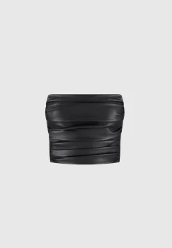Vegan Leather Pleated Bandeau Corset Top -^Manière De Voir Sale