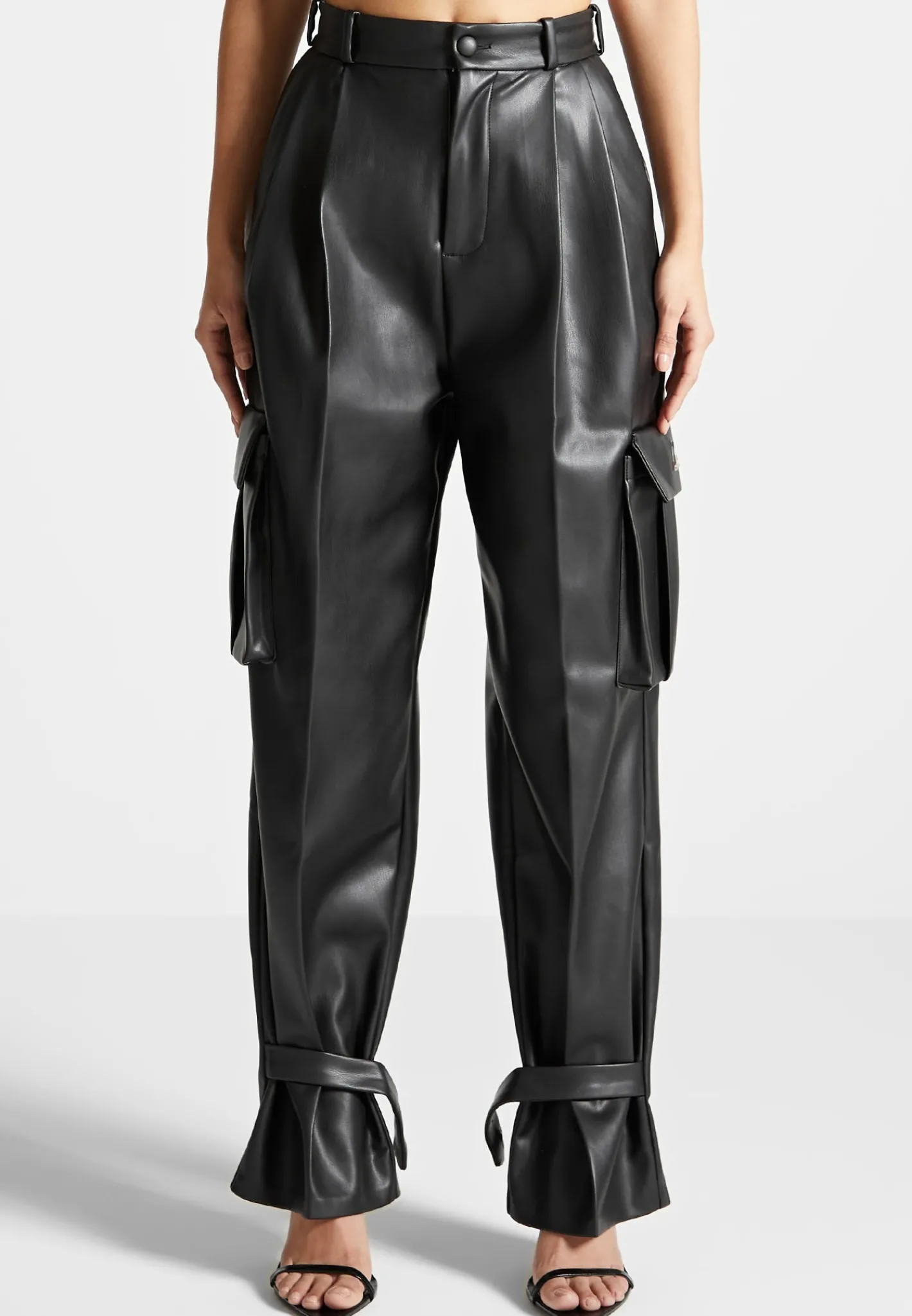 Vegan Leather Pleated Cargo Trousers -^Manière De Voir New