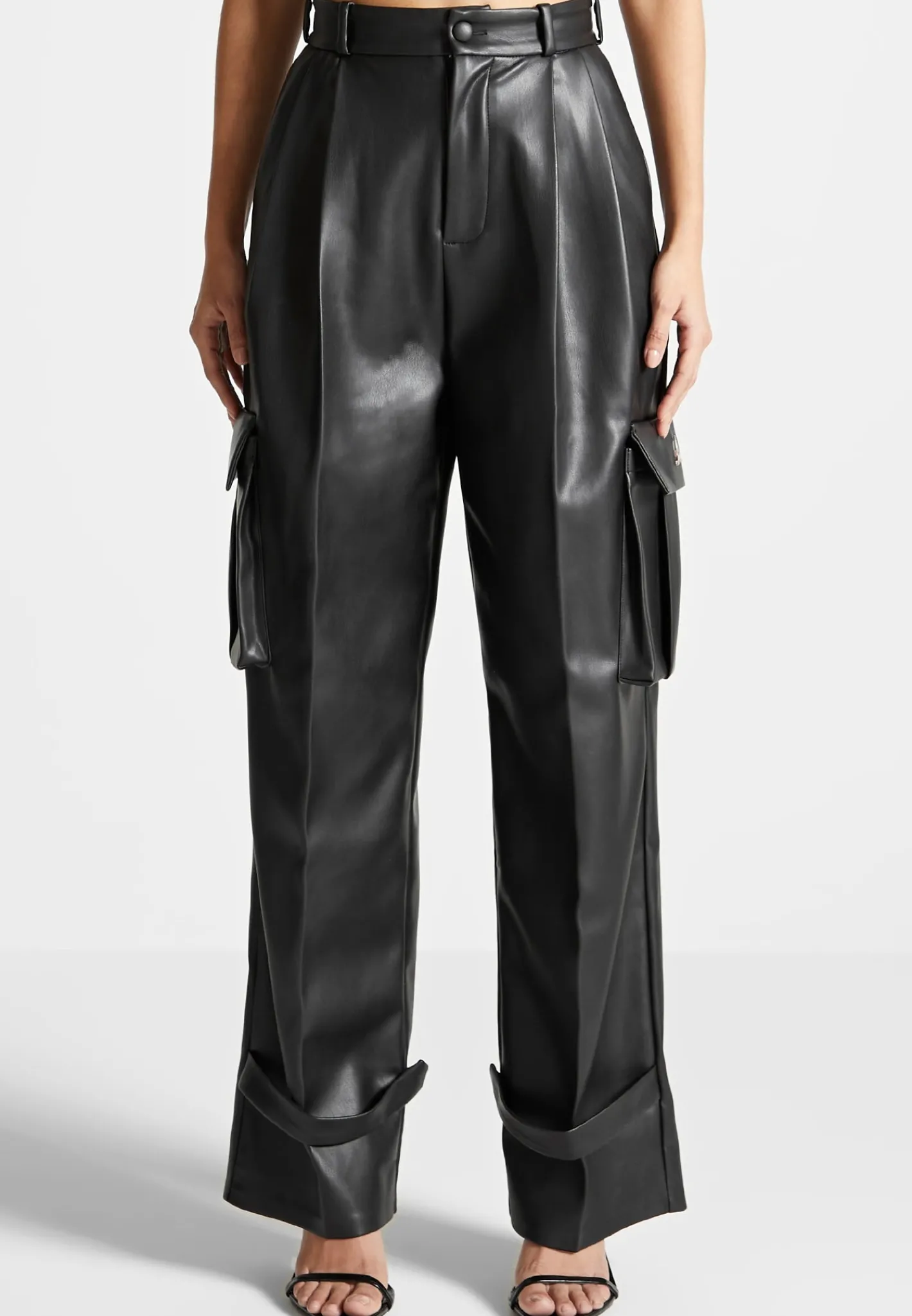 Vegan Leather Pleated Cargo Trousers -^Manière De Voir New