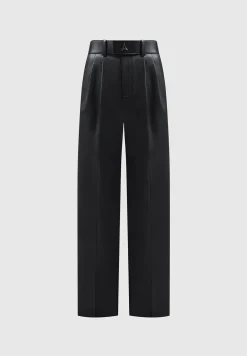 Vegan Leather Pleated Trousers with Eiffel Belt -^Manière De Voir Hot