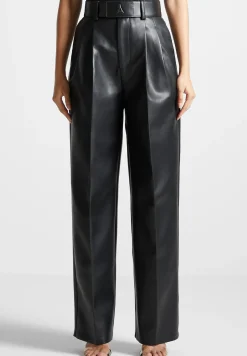 Vegan Leather Pleated Trousers with Eiffel Belt -^Manière De Voir Hot