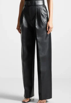 Vegan Leather Pleated Trousers with Eiffel Belt -^Manière De Voir Hot