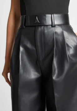 Vegan Leather Pleated Trousers with Eiffel Belt -^Manière De Voir Hot