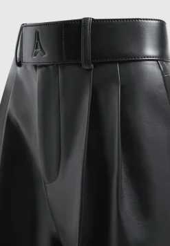 Vegan Leather Pleated Trousers with Eiffel Belt -^Manière De Voir Hot