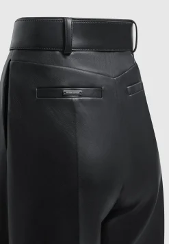Vegan Leather Pleated Trousers with Eiffel Belt -^Manière De Voir Hot