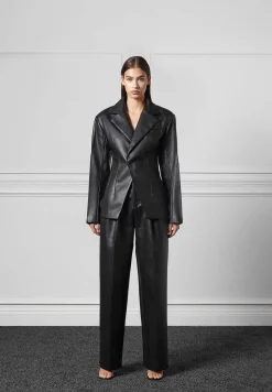 Vegan Leather Pleated Trousers with Eiffel Belt -^Manière De Voir Hot